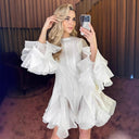 Mira | Haljina sa Naboranim Porubom i Dugim Rukavima