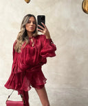 Ljubica | Lepršava Mini Haljina sa Vezivanjem