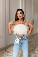 Milojka | Elegantni Top sa Perjem
