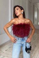 Milojka | Elegantni Top sa Perjem