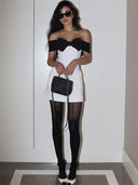 Mileva | Uska Haljina bez Ramena sa Mašnom